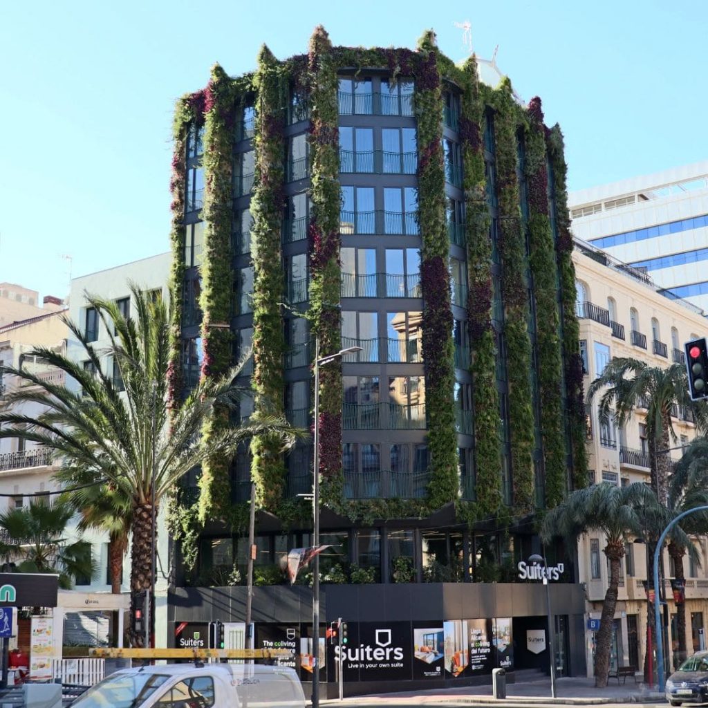 Jardín vertical en el edificio suiters en Alicante