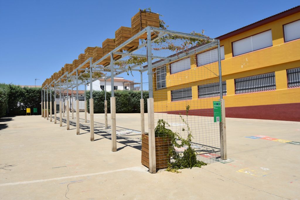 pérgolas vegetadas en el colegio solana de los barros