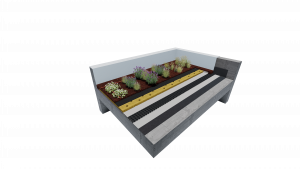 Detalle constructivo sistema de cubierta vegetal Rizoma plantada
